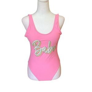 Pink Babe Swimsuit Bride Barbie Retro Inspired One Piece Womens Size Small